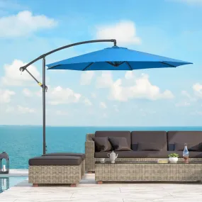 10 ft. Cantilever Patio Garden Parasol Hanging Umbrella - Blue