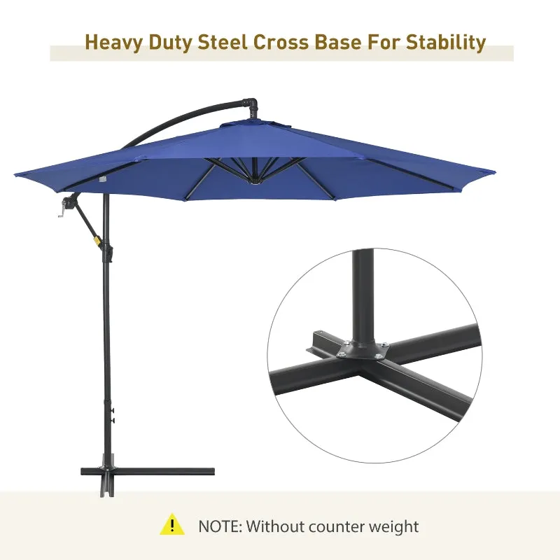 10 ft. Cantilever Patio Garden Parasol Hanging Umbrella - Blue