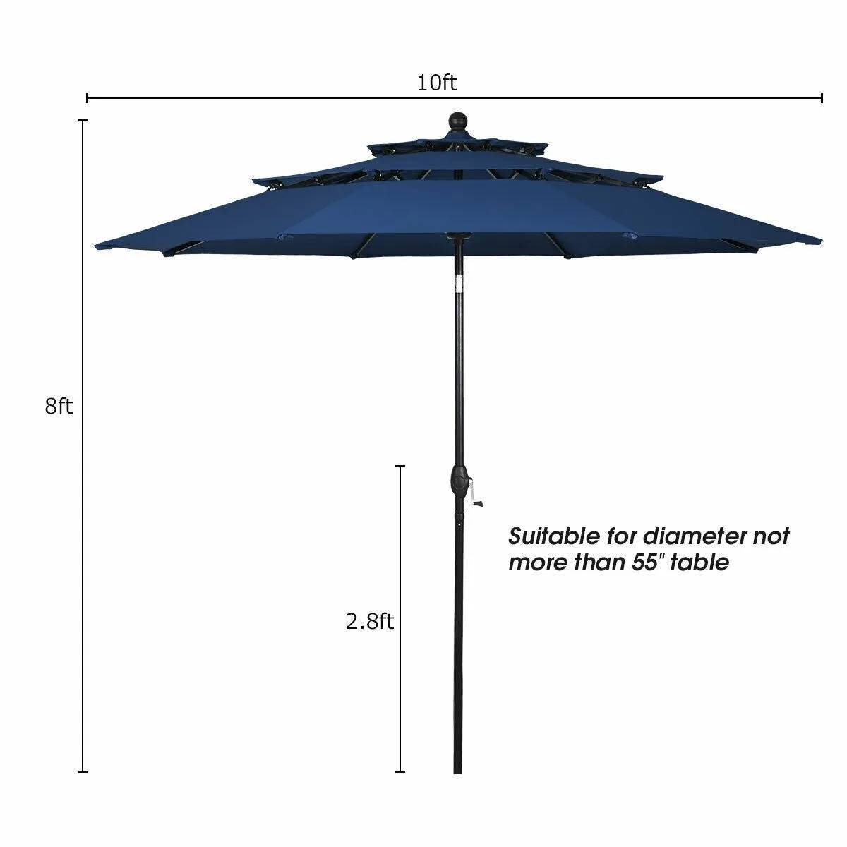 10ft 3 Tier Outdoor Patio Umbrella - Navy