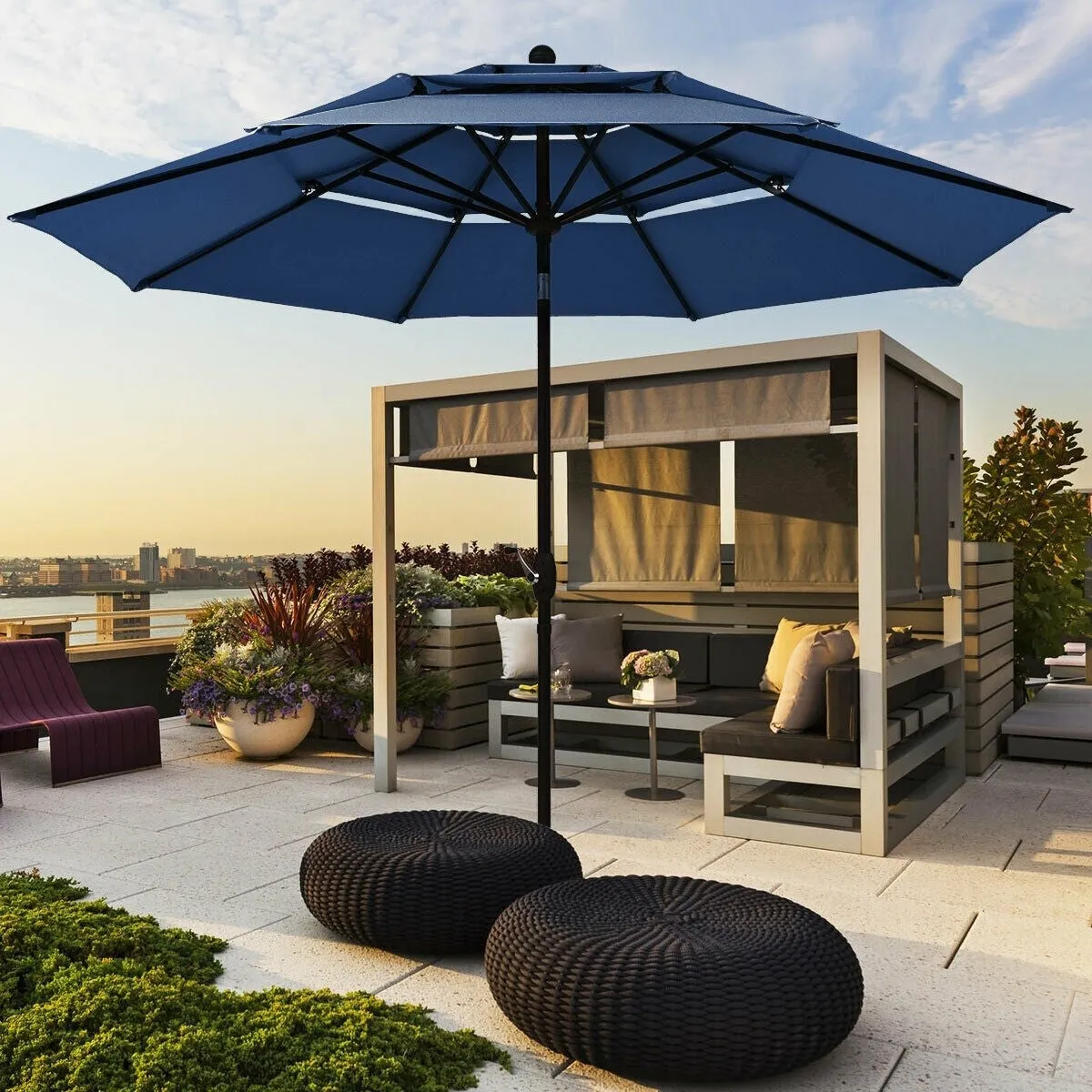 10ft 3 Tier Outdoor Patio Umbrella - Navy