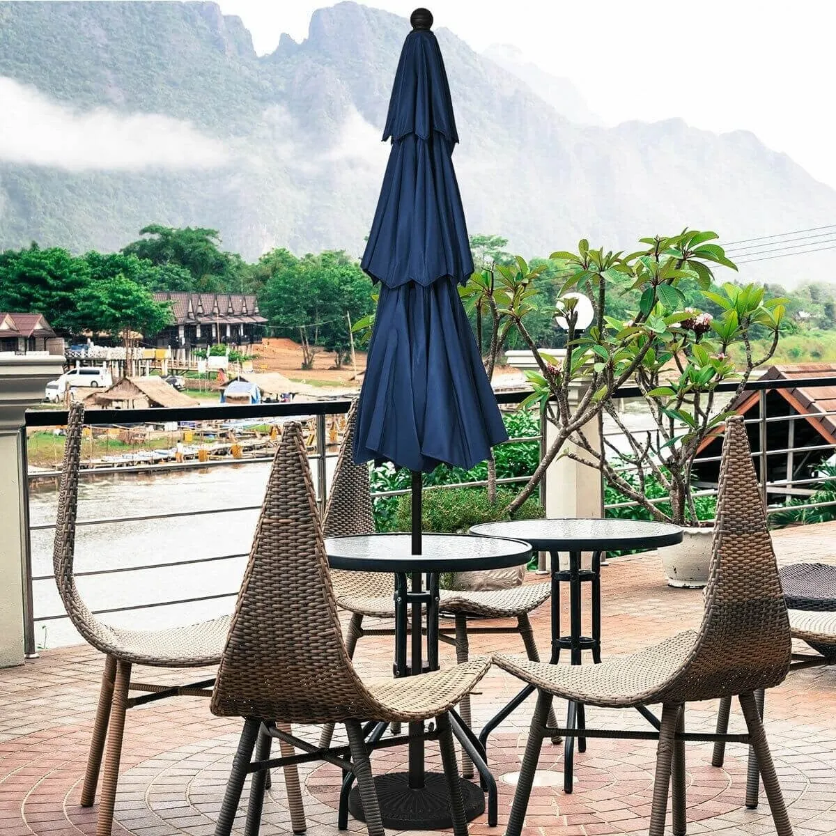 10ft 3 Tier Outdoor Patio Umbrella - Navy