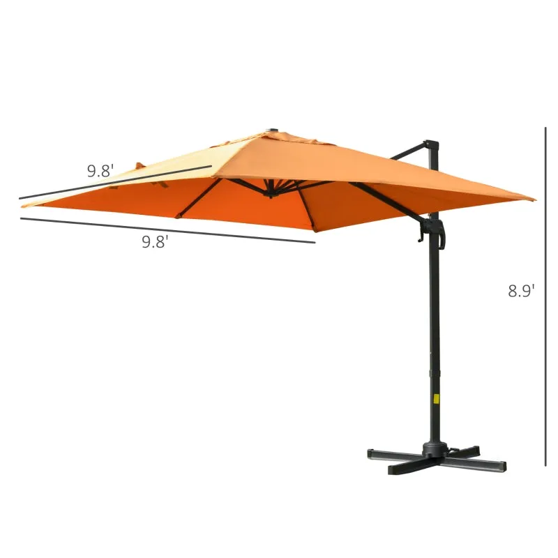 10ft. Rotatable Square Top Cantilever Umbrella - Orange