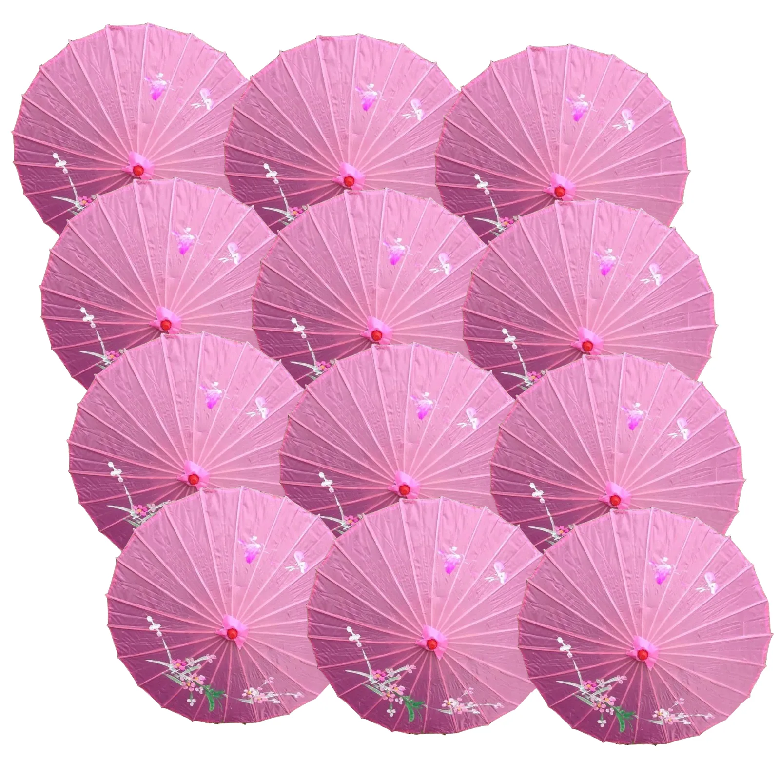12x PARASOL UMBRELLA Chinese Japanese Bamboo Flower Pattern 80cm Large BULK