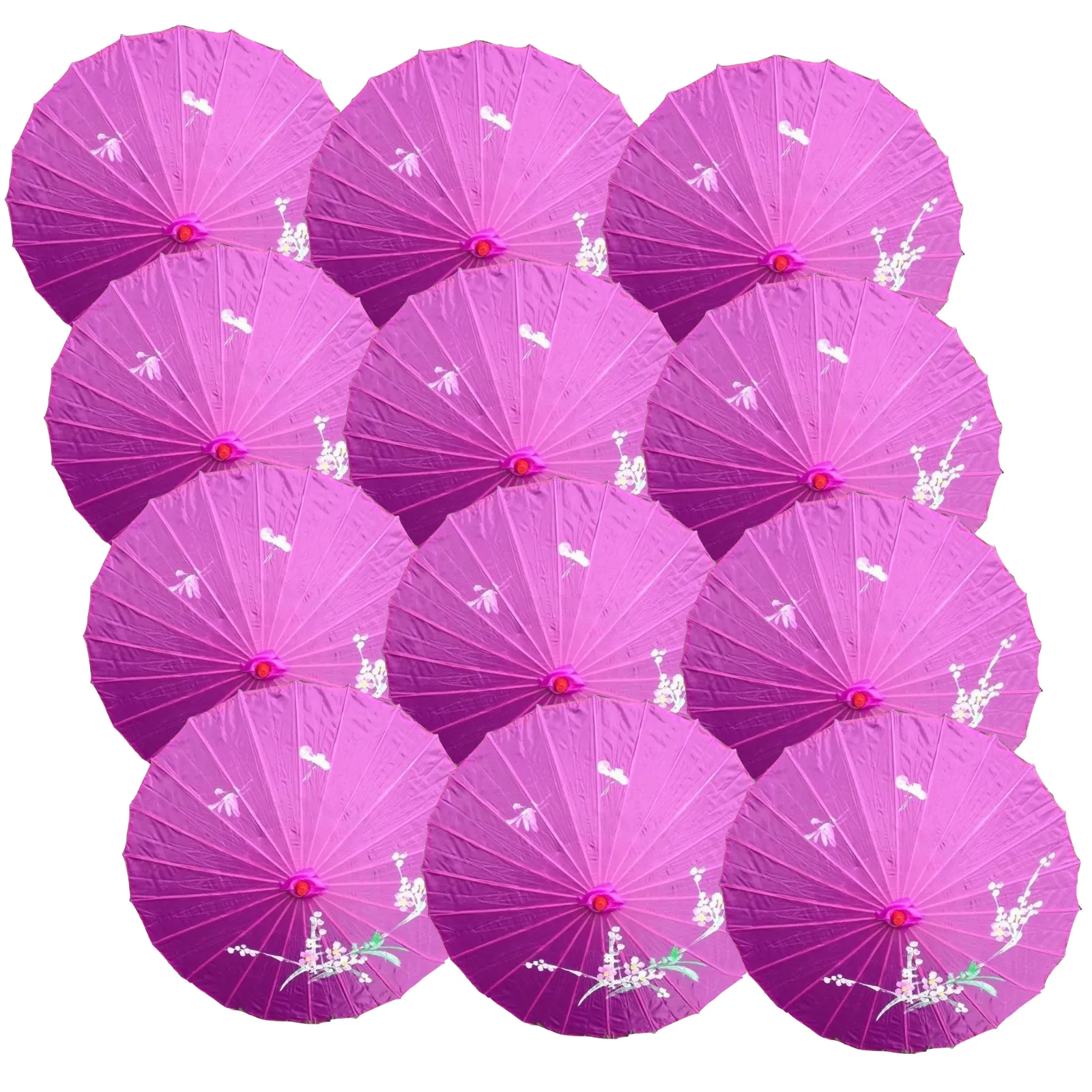 12x PARASOL UMBRELLA Chinese Japanese Bamboo Flower Pattern 80cm Large BULK