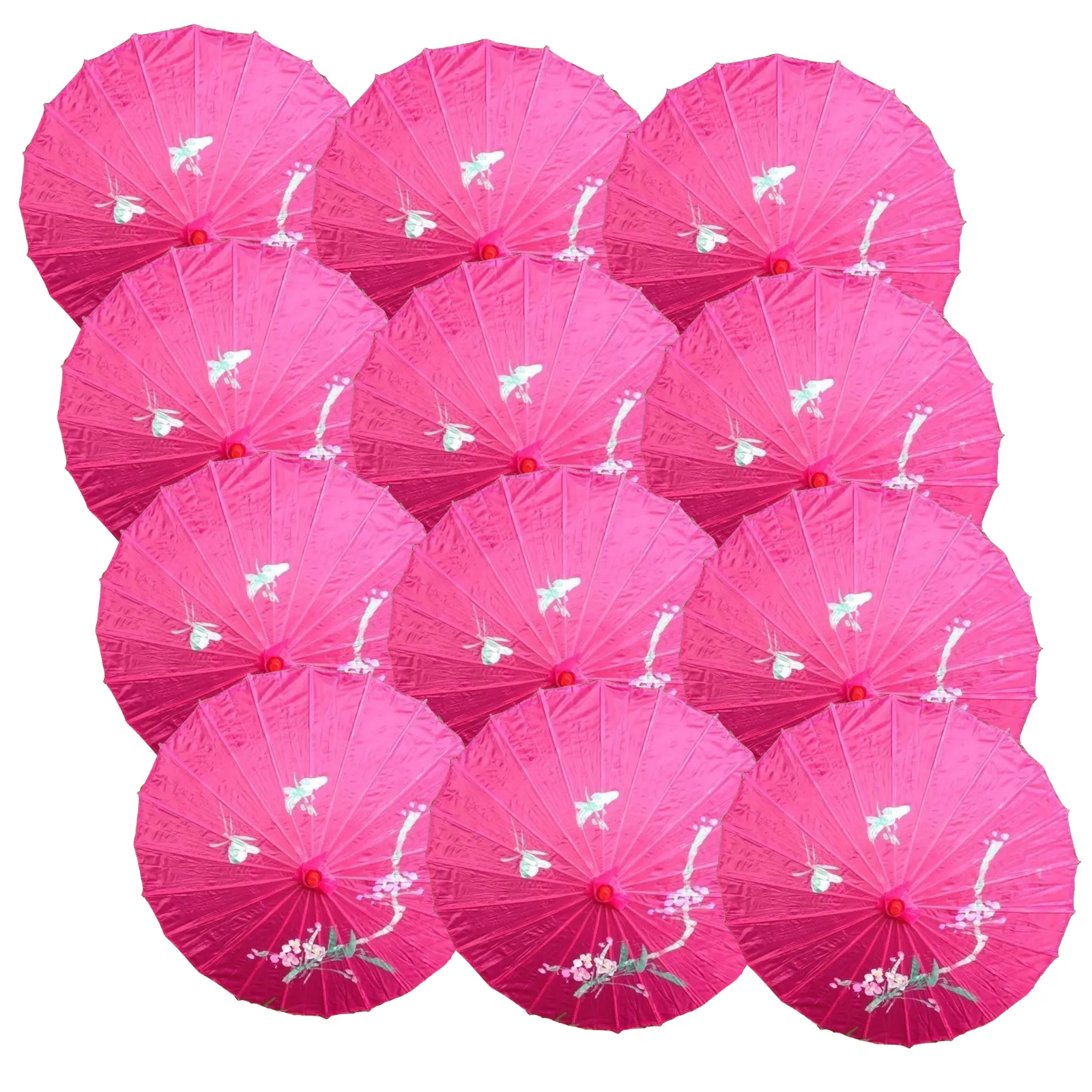 12x PARASOL UMBRELLA Chinese Japanese Bamboo Flower Pattern 80cm Large BULK
