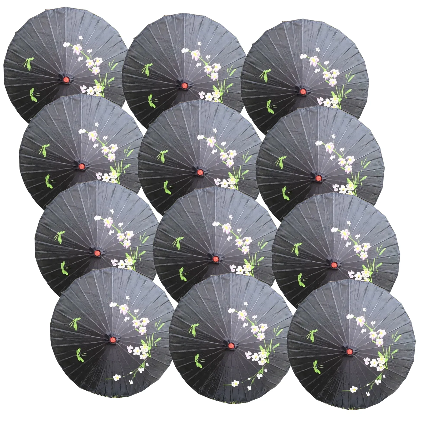 12x PARASOL UMBRELLA Chinese Japanese Bamboo Flower Pattern 80cm Large BULK