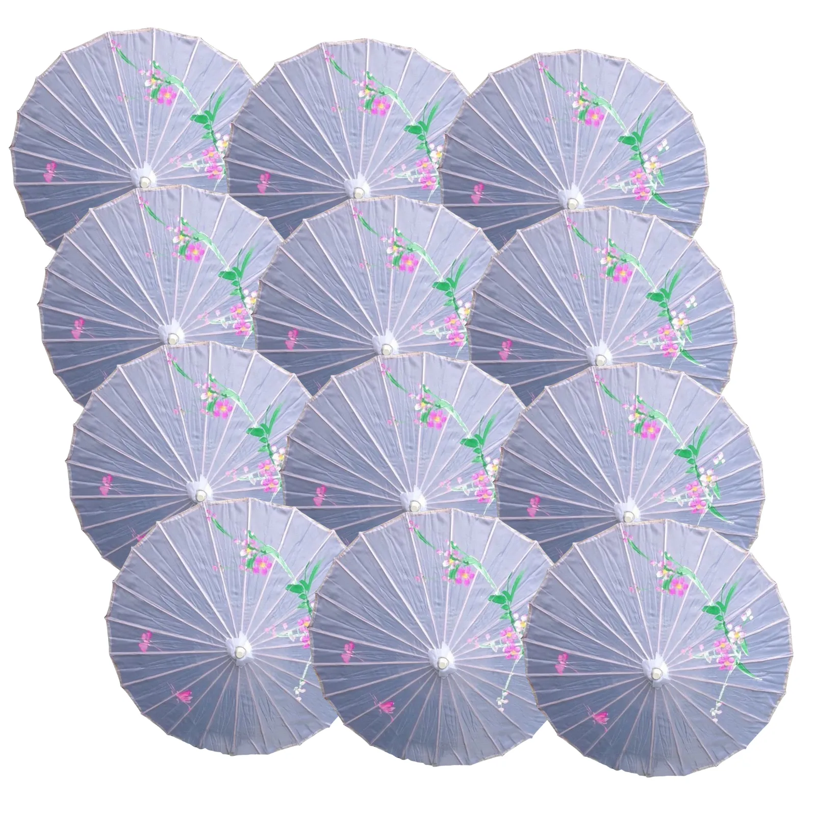 12x PARASOL UMBRELLA Chinese Japanese Bamboo Flower Pattern 80cm Large BULK
