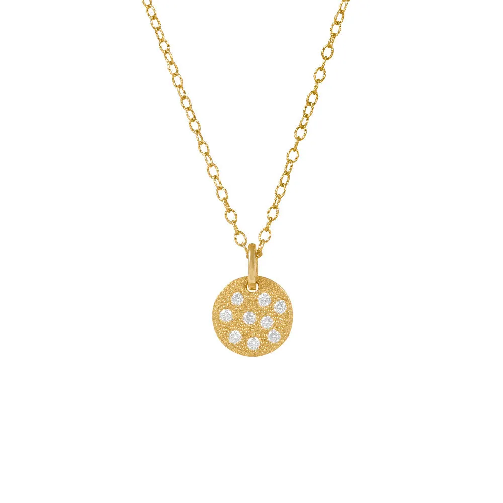 14 Karat Yellow Gold GALA Disc Pendant with Diamonds