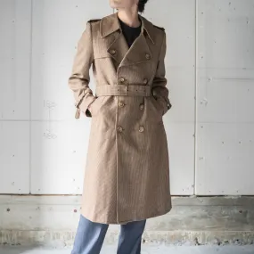 1970-80s Japan vintage brown color hound tooth wool trench coat