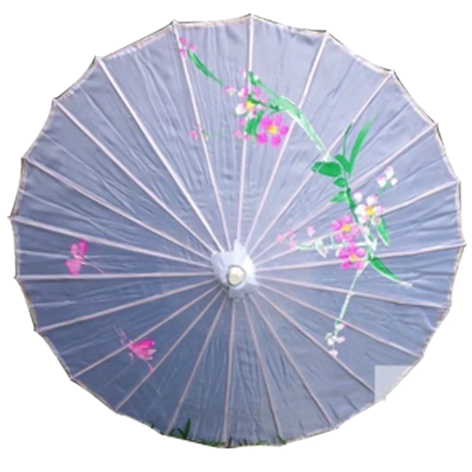 2pc Set Parasol Umbrella Black   White Chinese Japanese Bamboo Flower Pattern