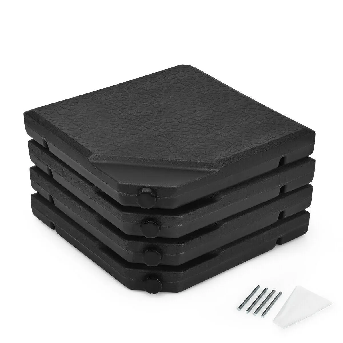 4pc Outdoor Patio Square Umbrella Base - Black