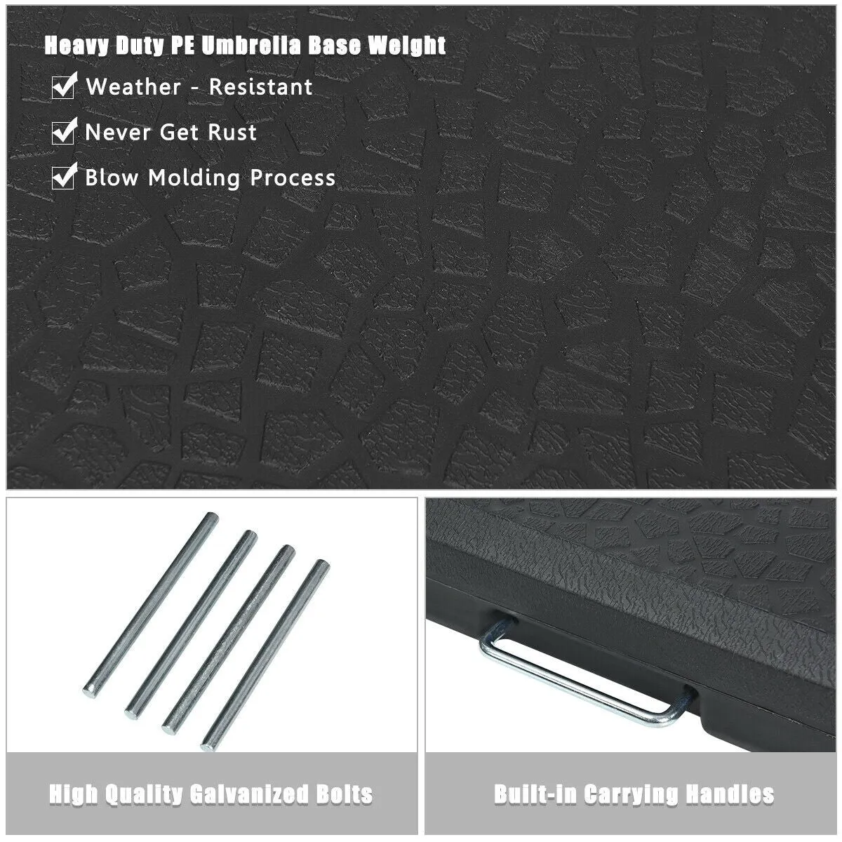 4pc Outdoor Patio Square Umbrella Base - Black