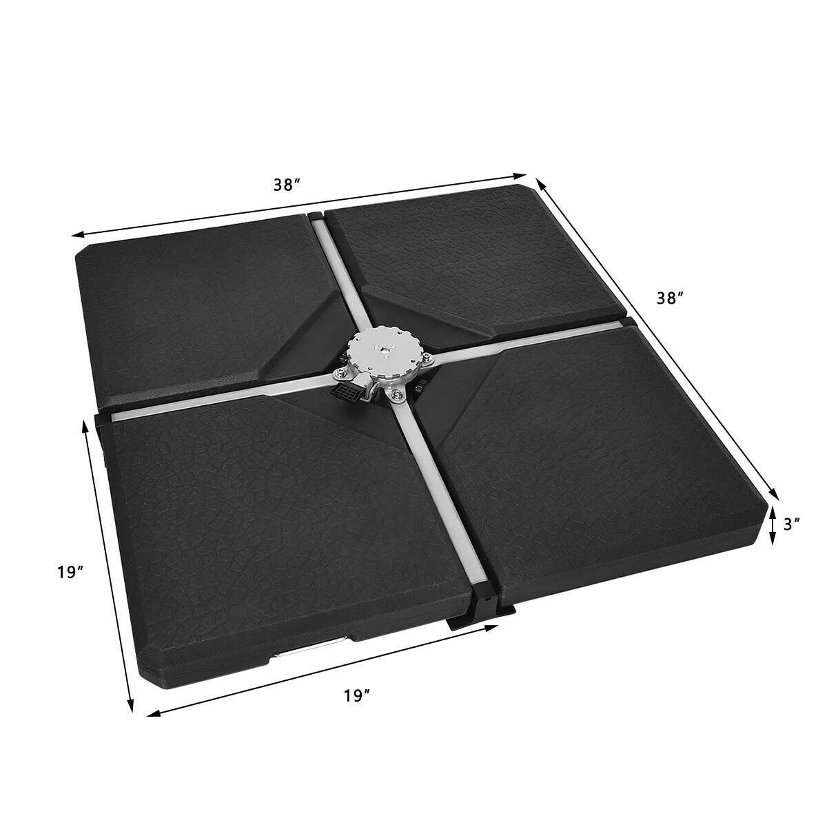 4pc Outdoor Patio Square Umbrella Base - Black
