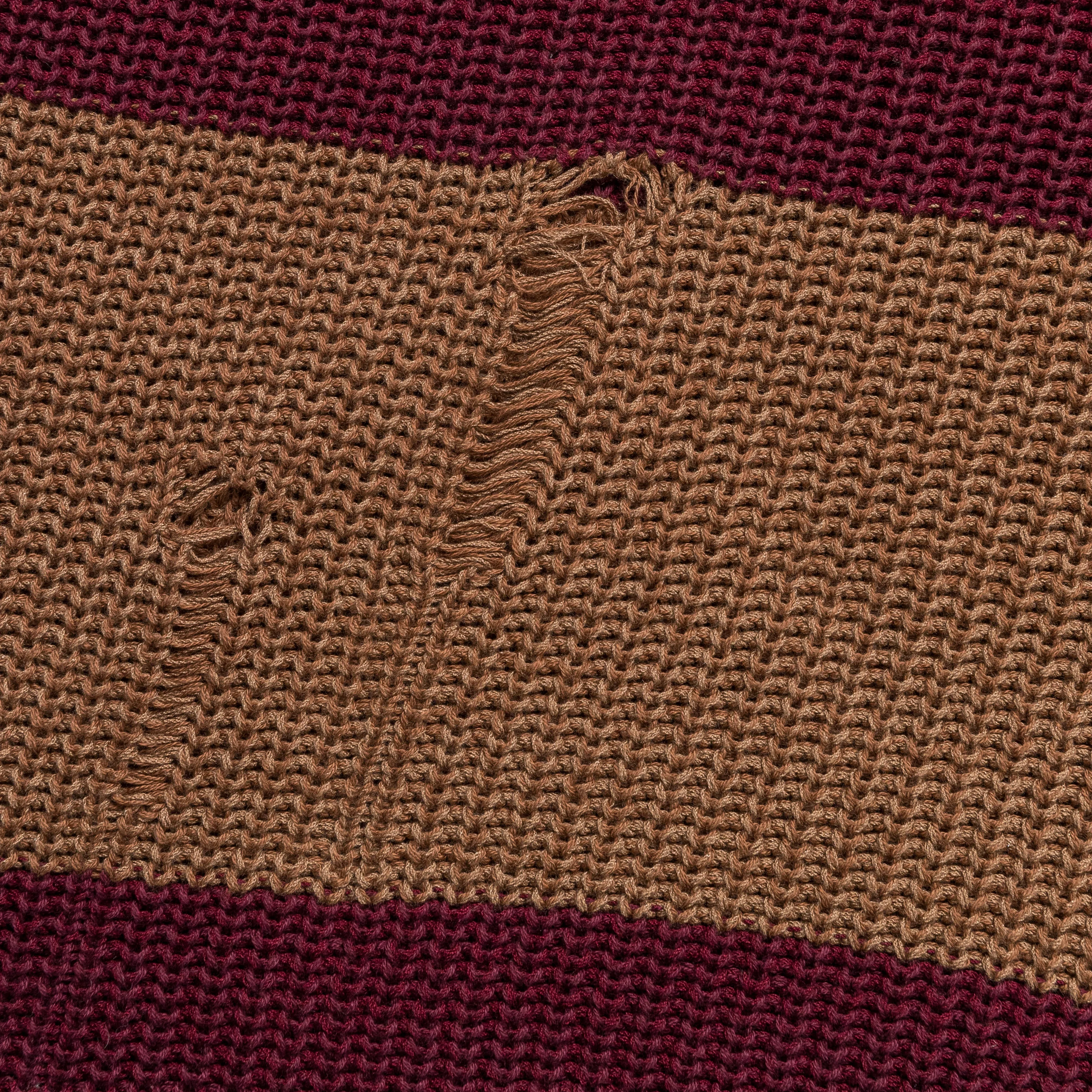 Mens Classic 5G Cotton Knit Rugby Shirt - Brown and Burgundy Stripes