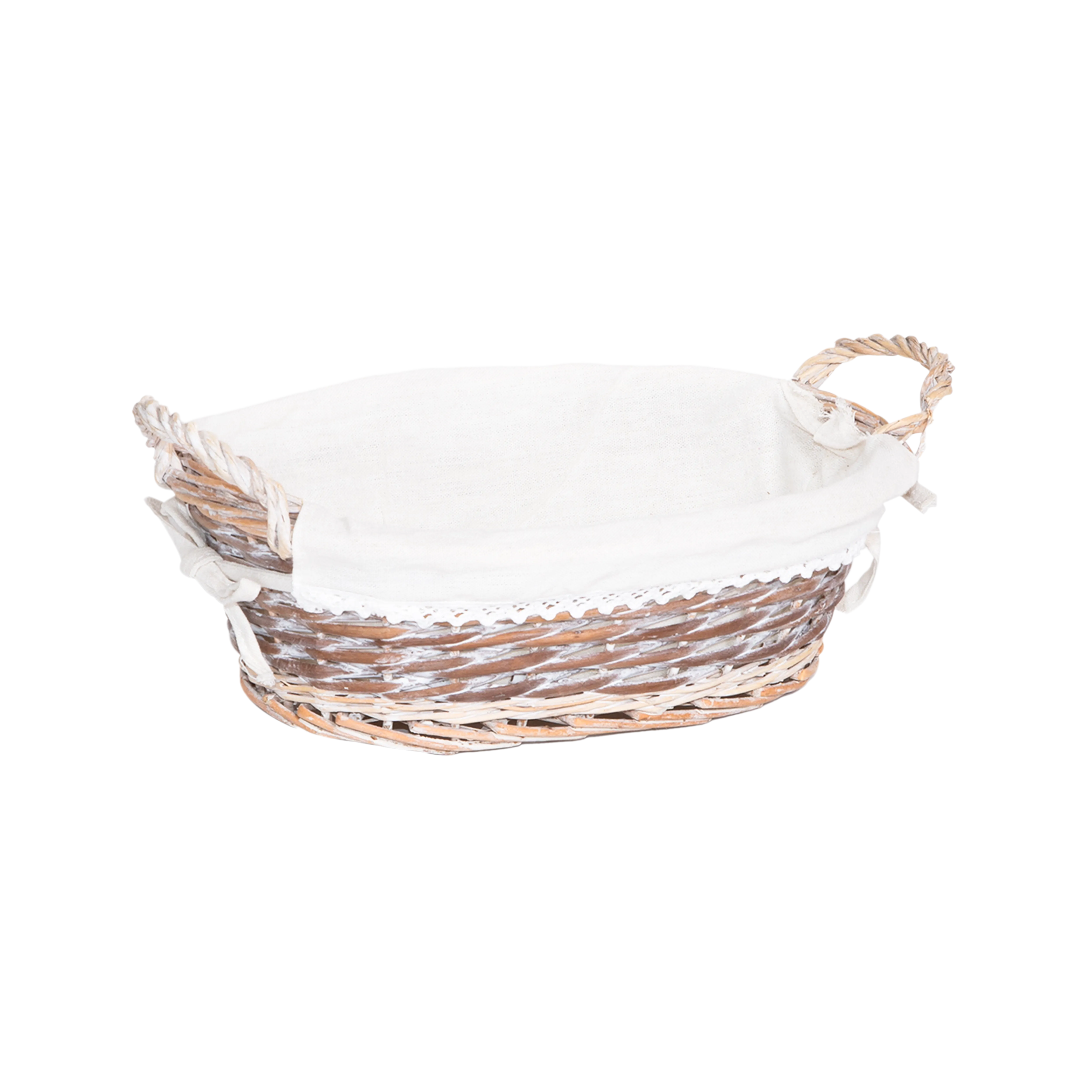 Antique Wash Wicker Basket with Lining