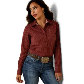 Ariat Ladies Kirby Stretch Fired Brick Red Button Down Shirt 10044946