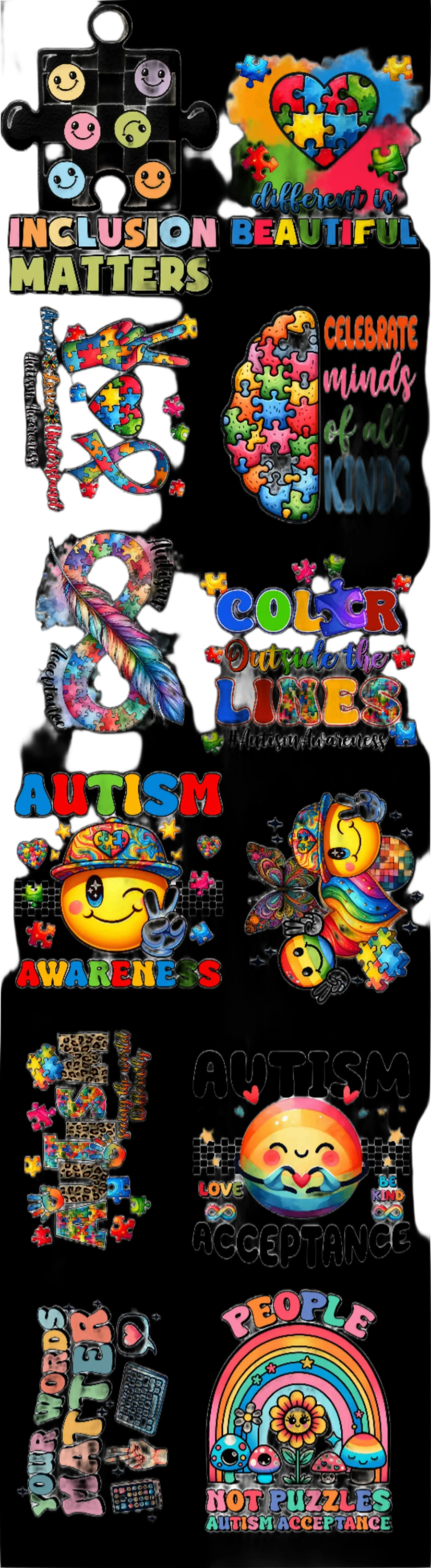 Autism DTF GANG SHEET TRANSFER 22X 80