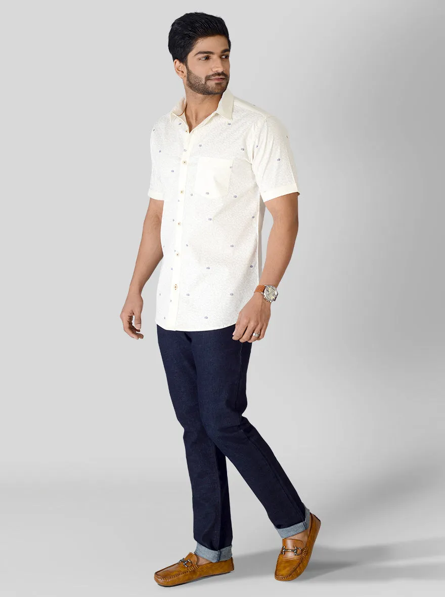 Banana Yellow Printed Slim Fit Casual Shirt | JadeBlue