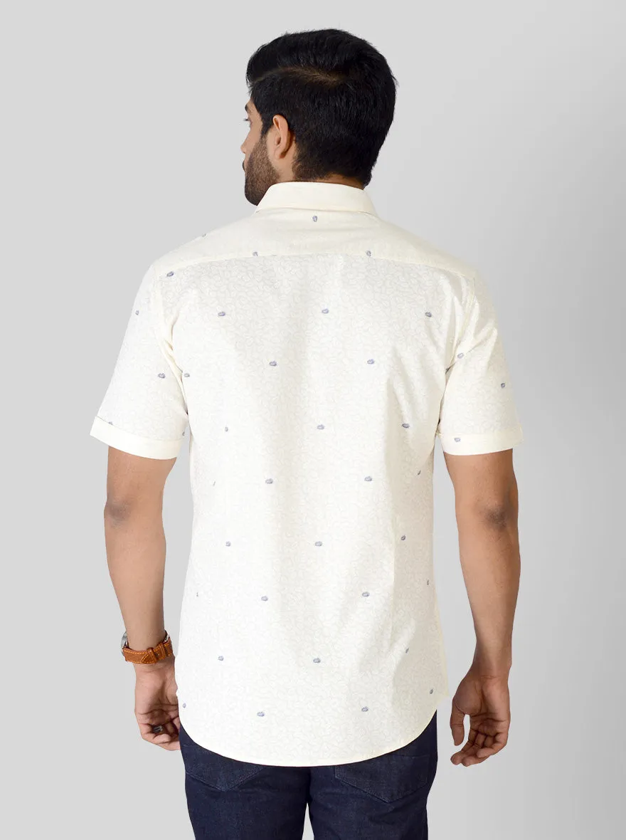 Banana Yellow Printed Slim Fit Casual Shirt | JadeBlue