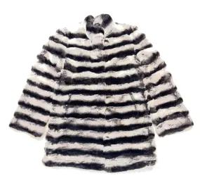 Ladies Grey Rex Chinchilla Fur Coat, 3/4 Length - Barya New York