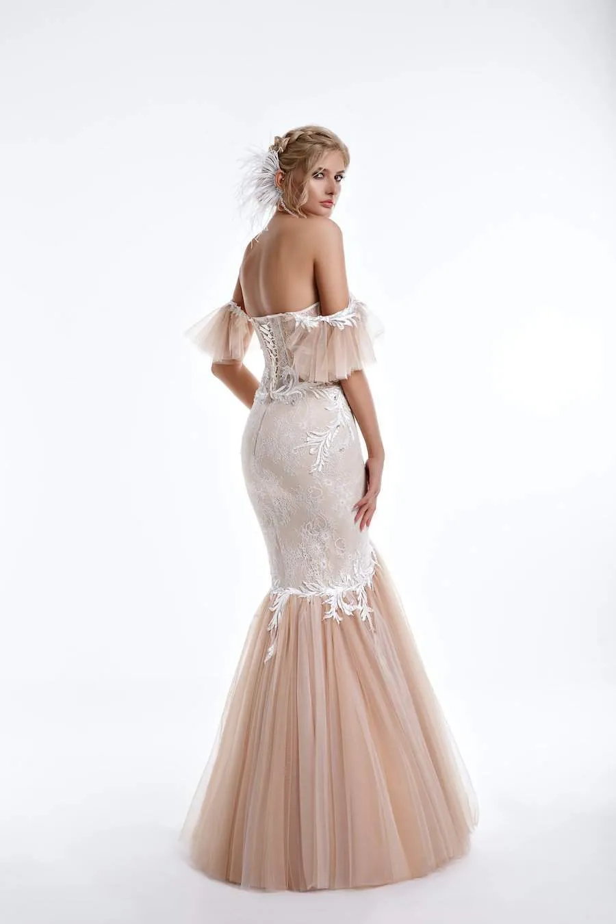 Beige Mermaid Wedding Dress