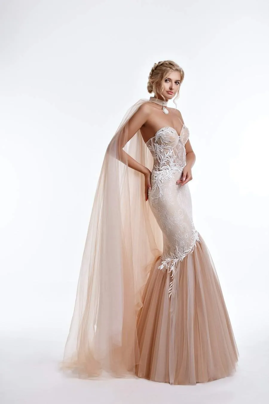 Beige Mermaid Wedding Dress