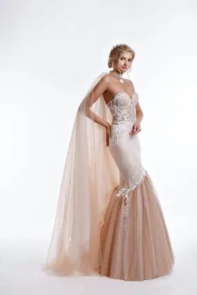 Beige Mermaid Wedding Dress