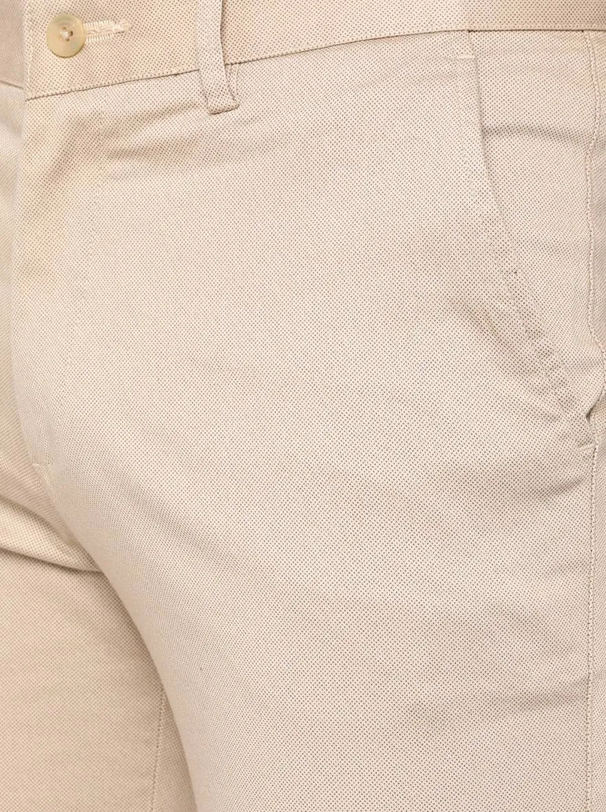 Beige Solid Slim Fit Casual Trouser | Greenfibre
