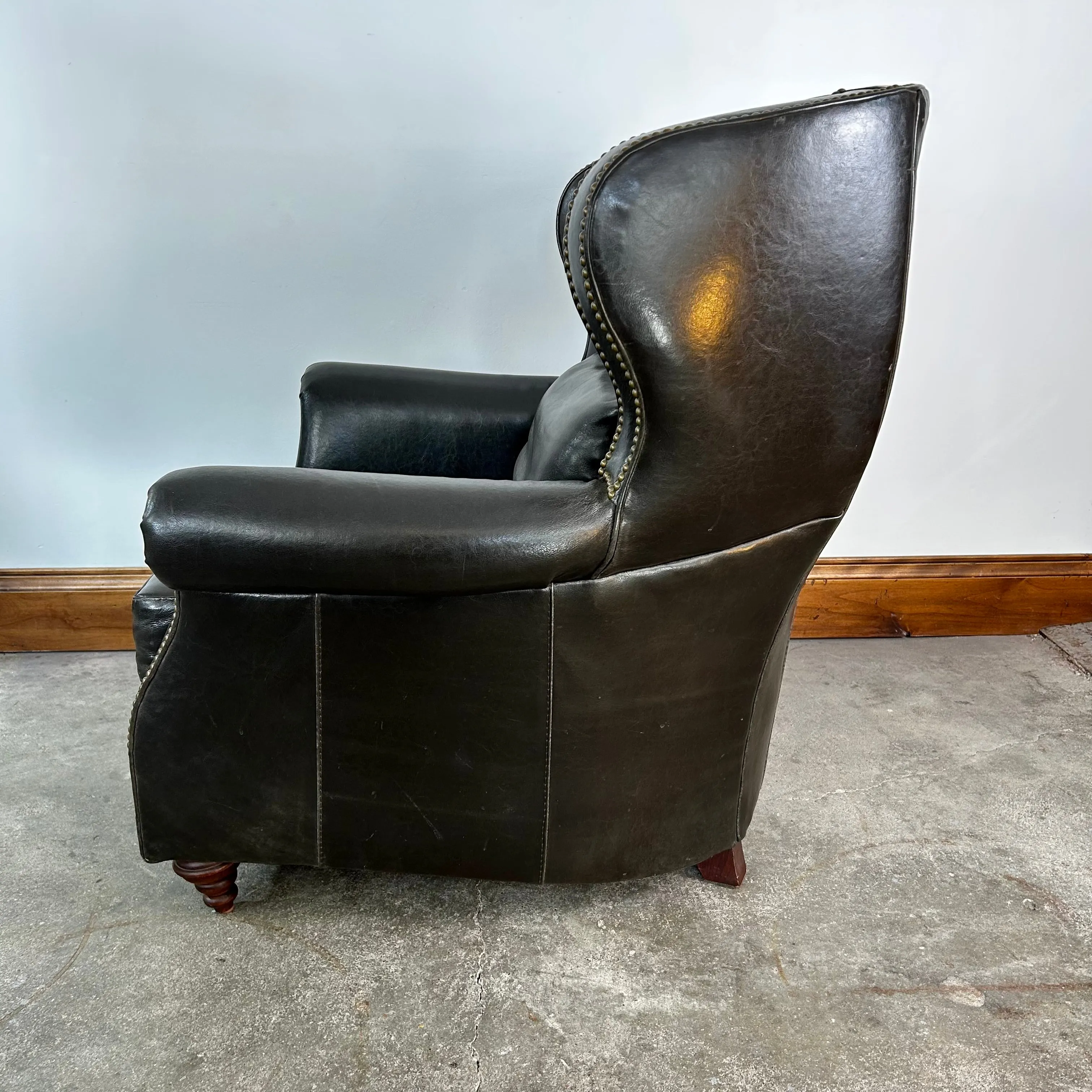 Bradington Young Wing Chair, Brown Leather