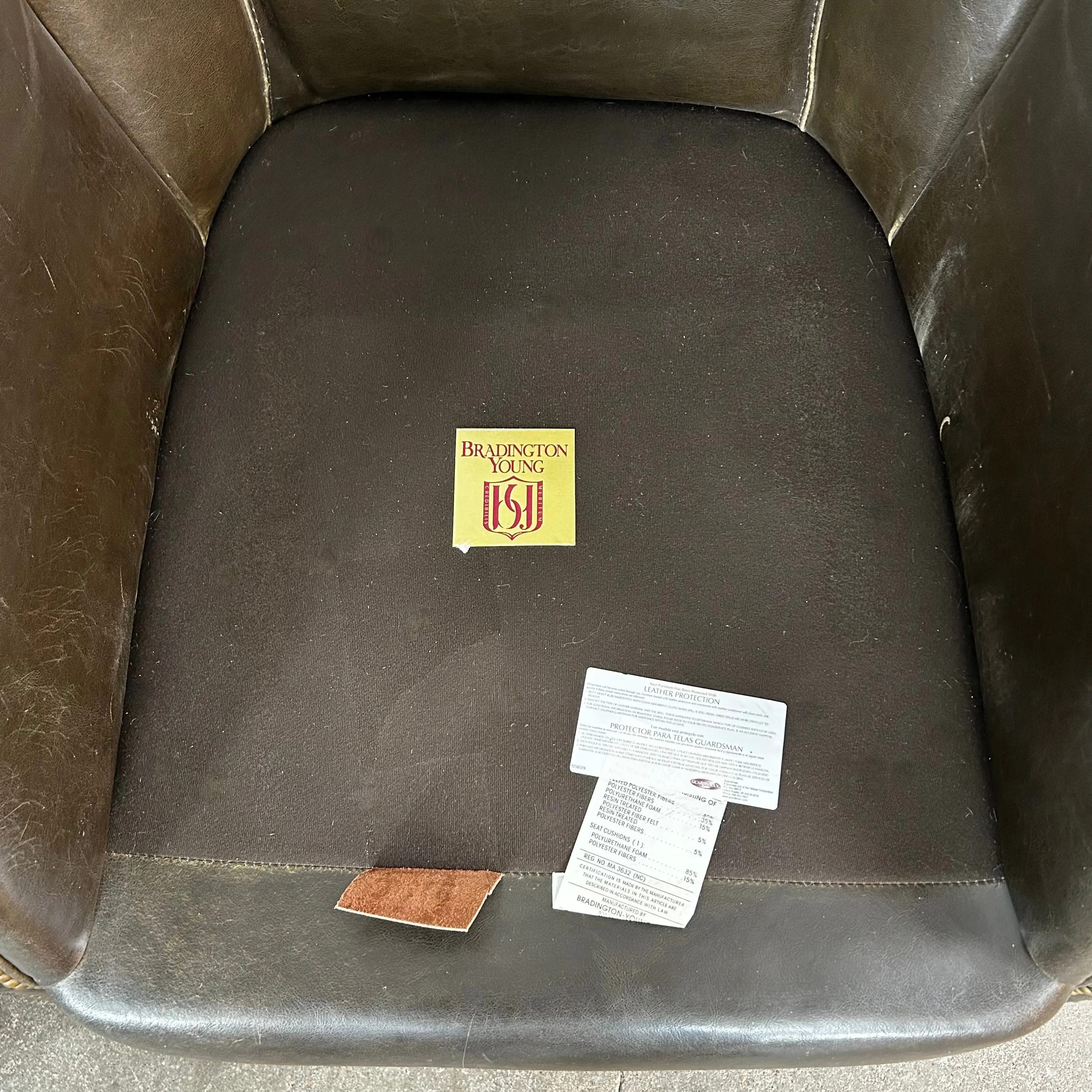 Bradington Young Wing Chair, Brown Leather