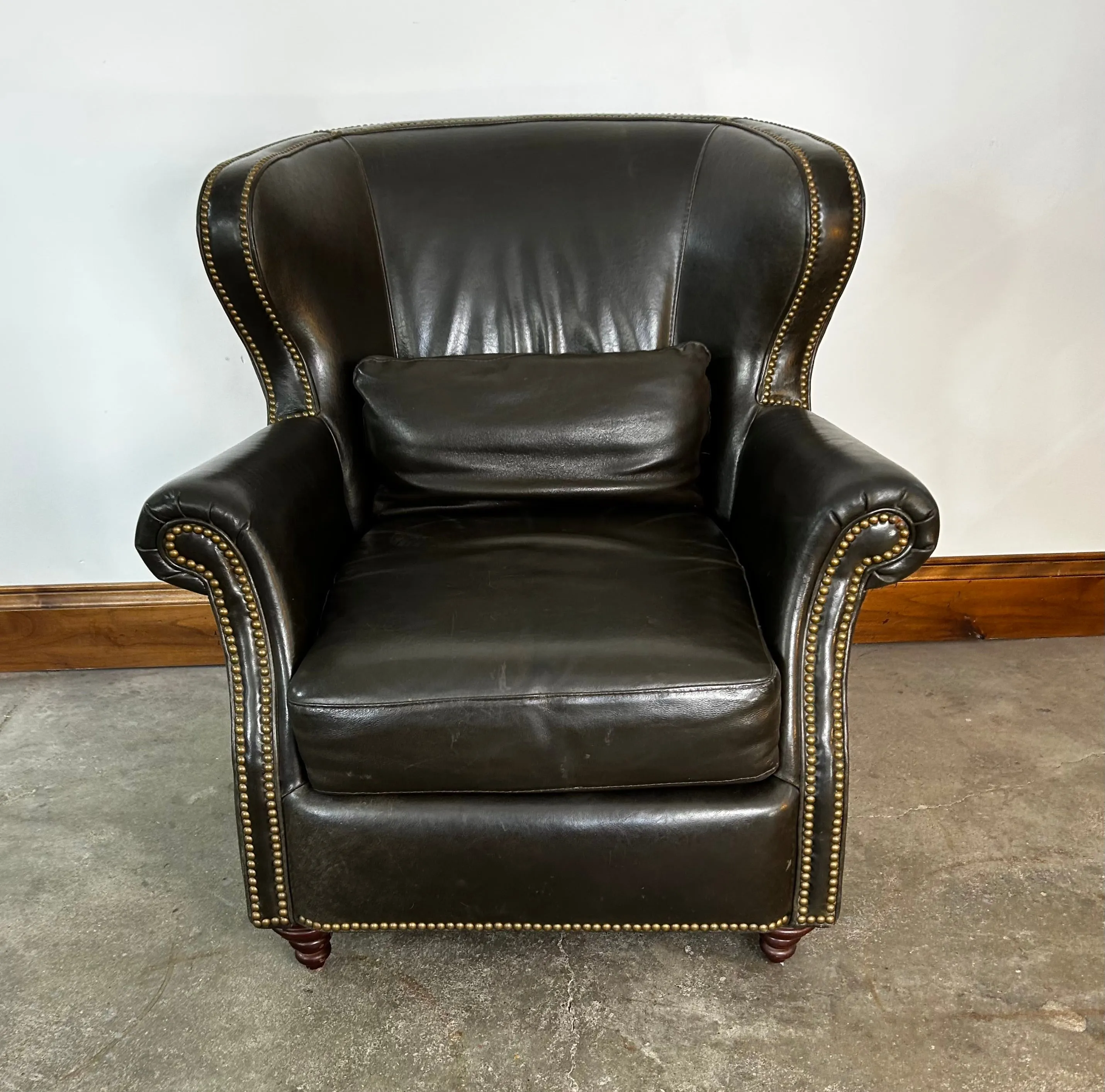 Bradington Young Wing Chair, Brown Leather