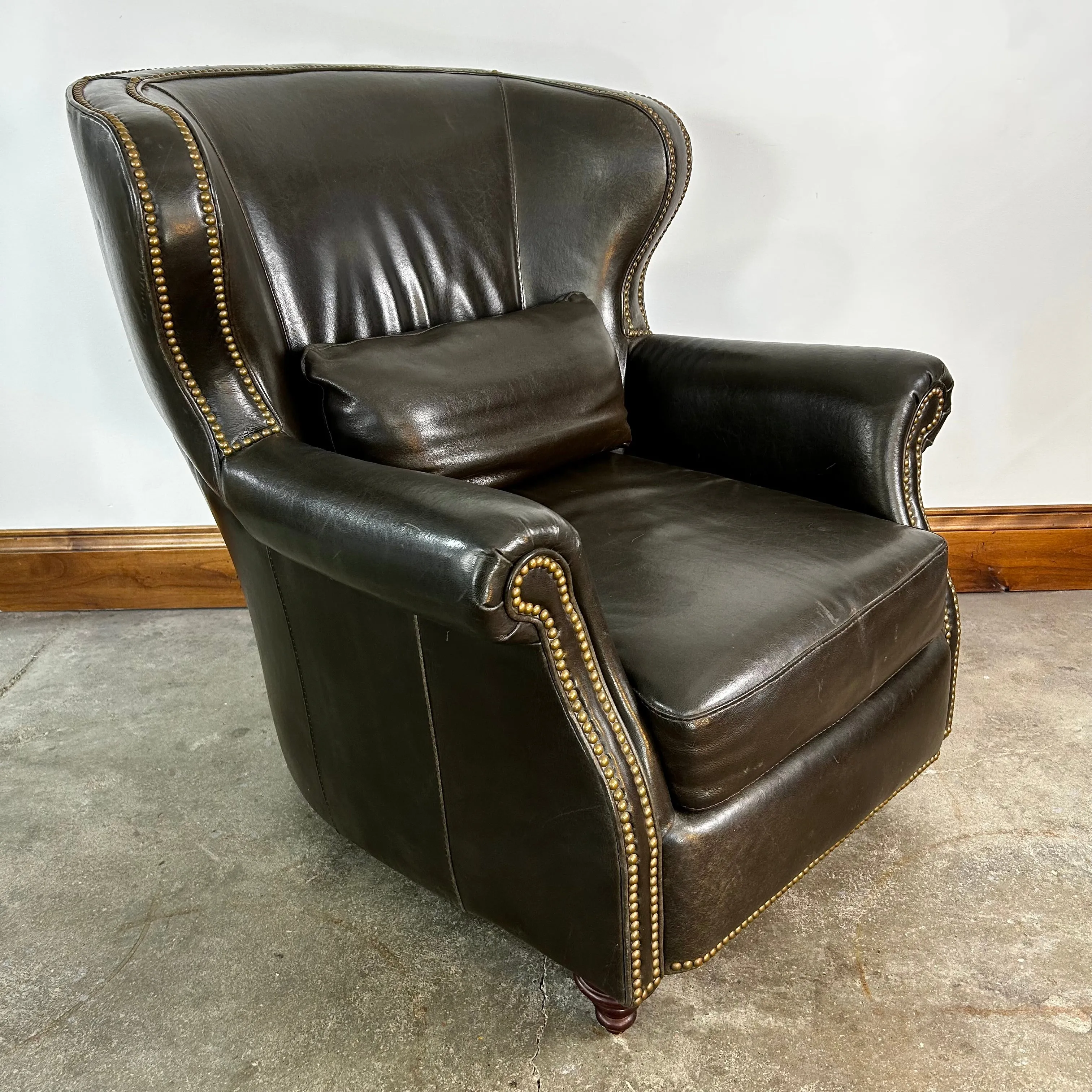 Bradington Young Wing Chair, Brown Leather