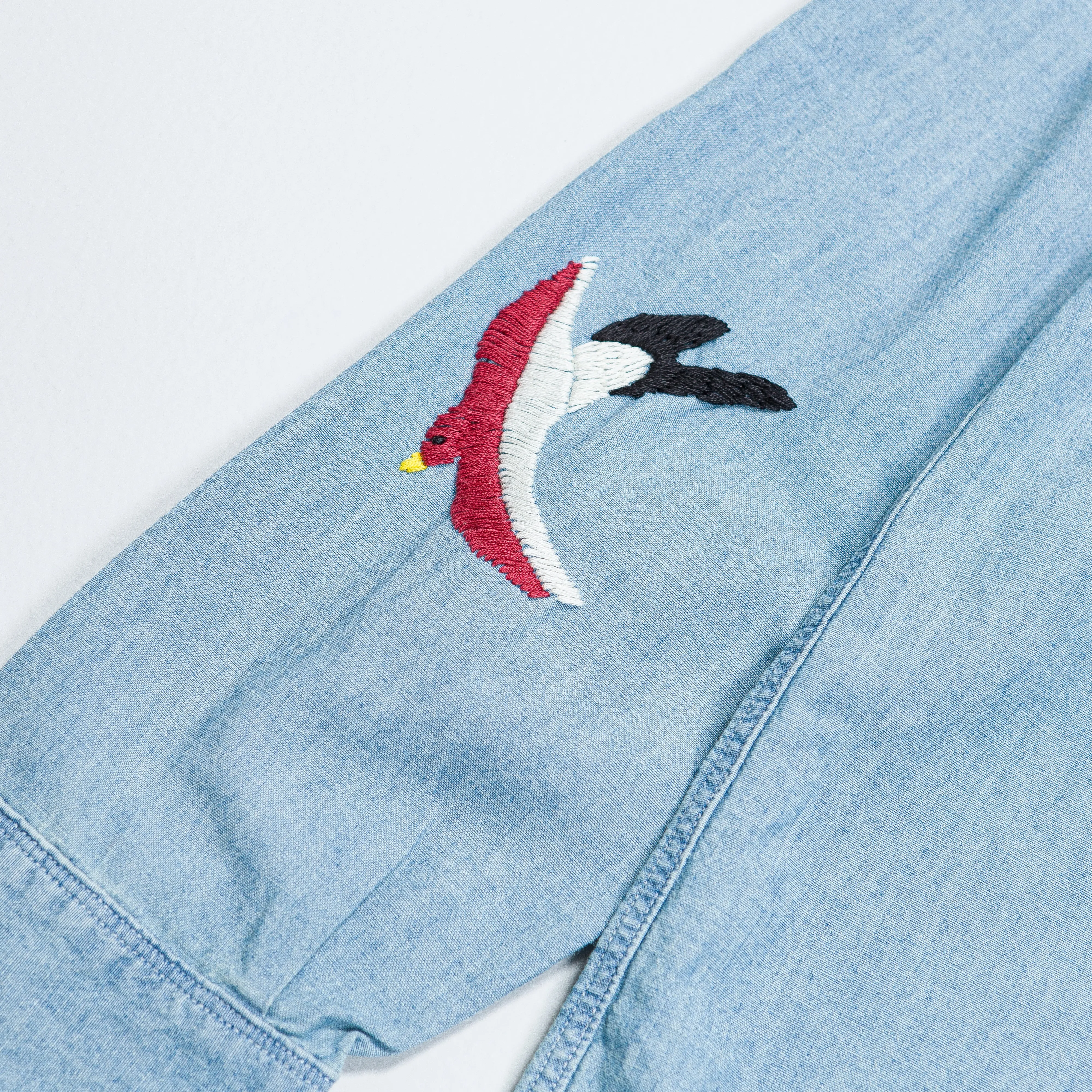 Chambray WORK Shirt (Swallow Embroidery) - Sax