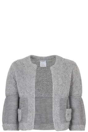CHANEL 2007 Open Knit Cardigan Grey Alpaca