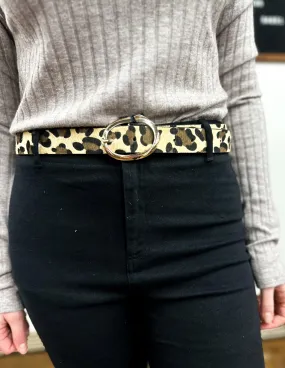 Classic Oval Buckle Leather Belt Leopard