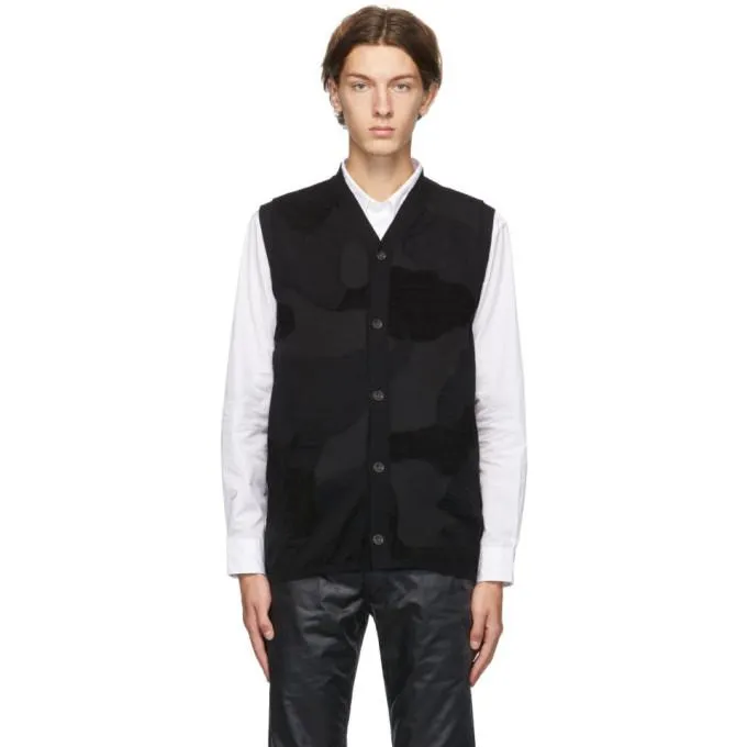 Comme des Garcons Homme Deux Black Camo Sleeveless Cardigan