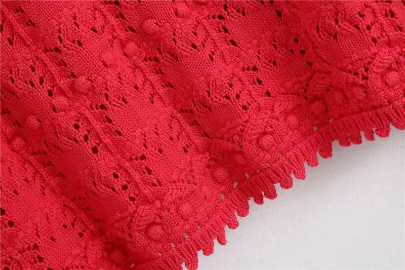 CROPPED POINTELLE CARDIGAN