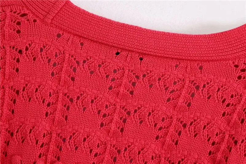 CROPPED POINTELLE CARDIGAN