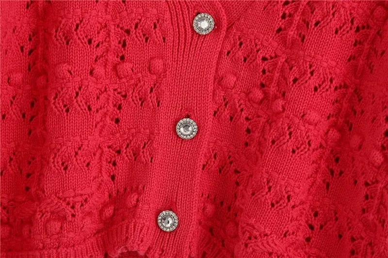 CROPPED POINTELLE CARDIGAN