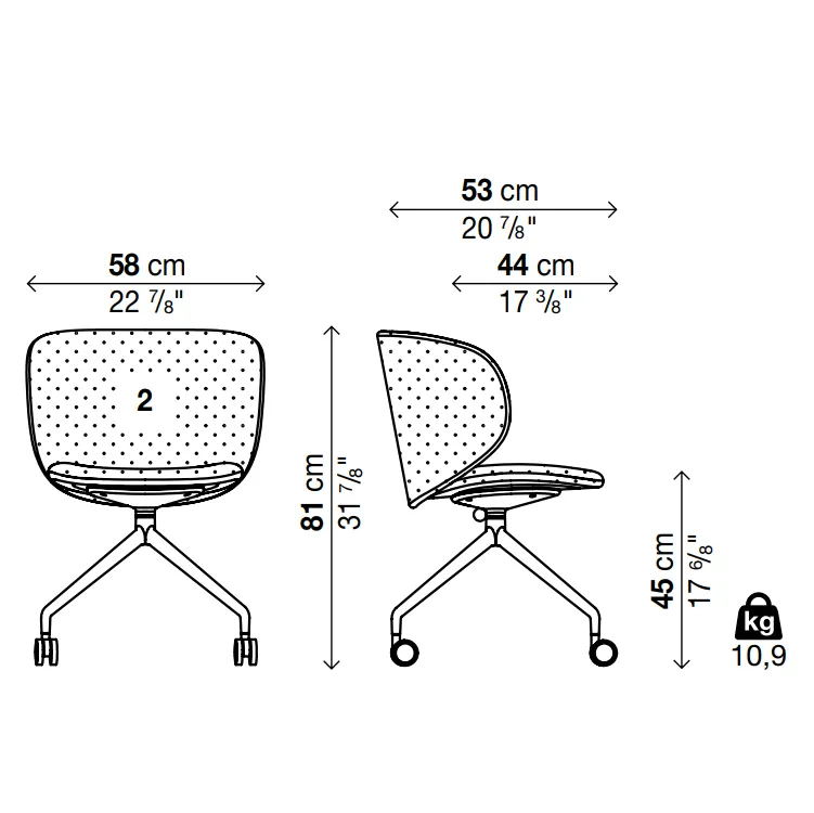 DUA Trestle with Castors Chair - Backrest 2