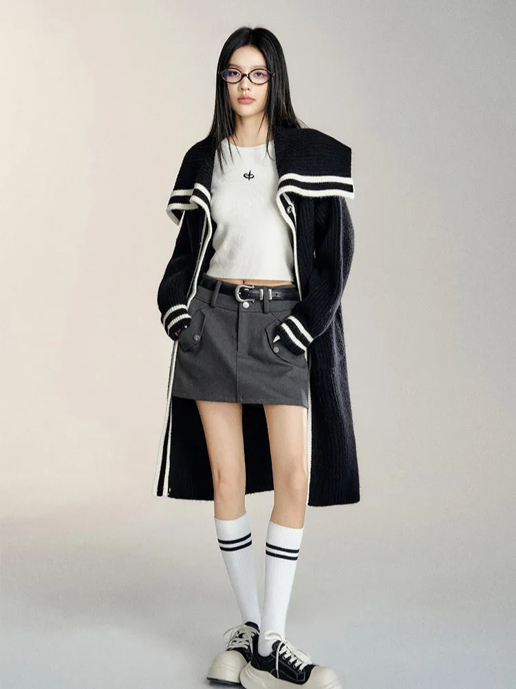 (Final Sale) Black Oversized Lapel Knit Coat