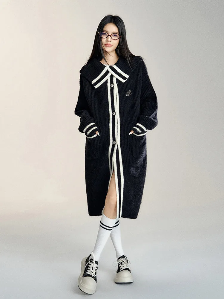 (Final Sale) Black Oversized Lapel Knit Coat