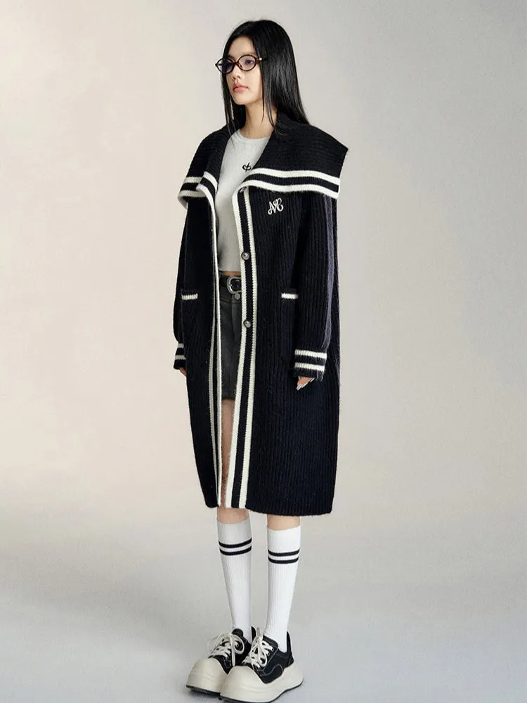 (Final Sale) Black Oversized Lapel Knit Coat