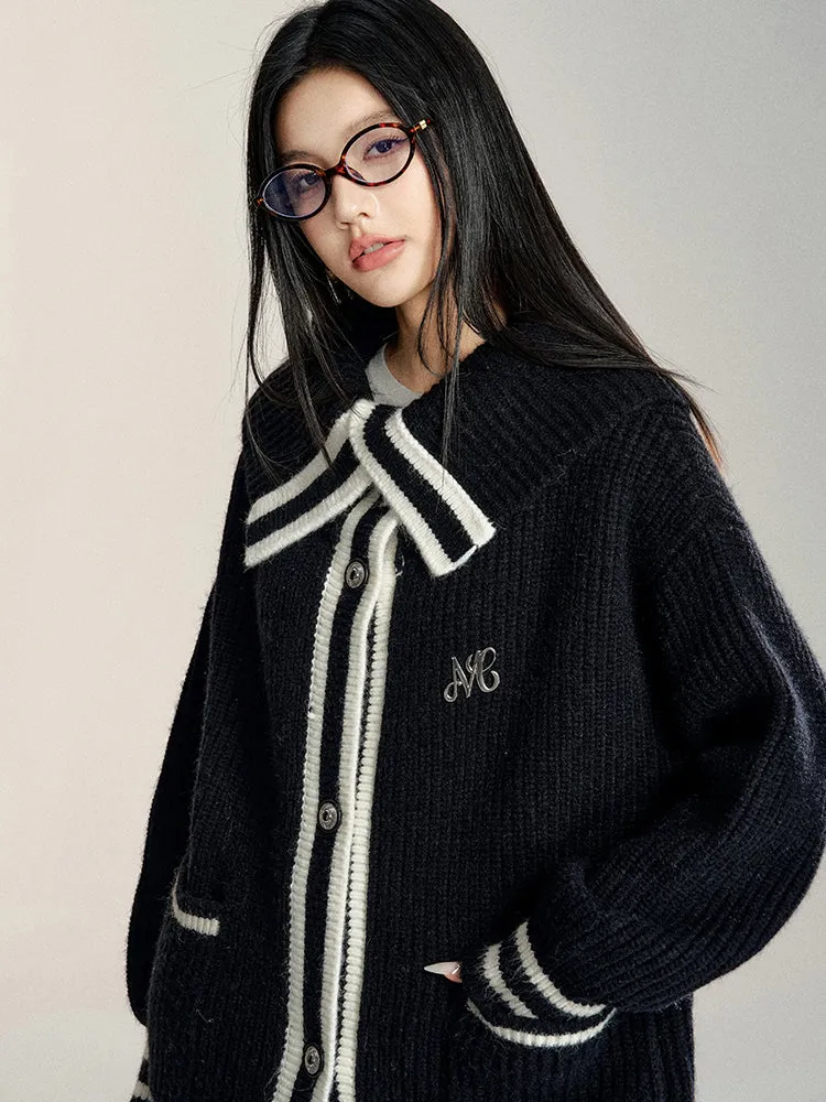 (Final Sale) Black Oversized Lapel Knit Coat