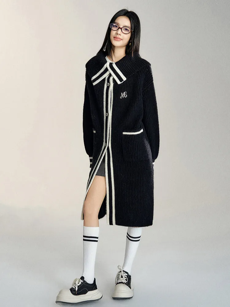 (Final Sale) Black Oversized Lapel Knit Coat
