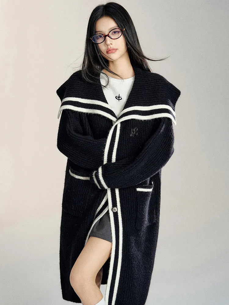 (Final Sale) Black Oversized Lapel Knit Coat