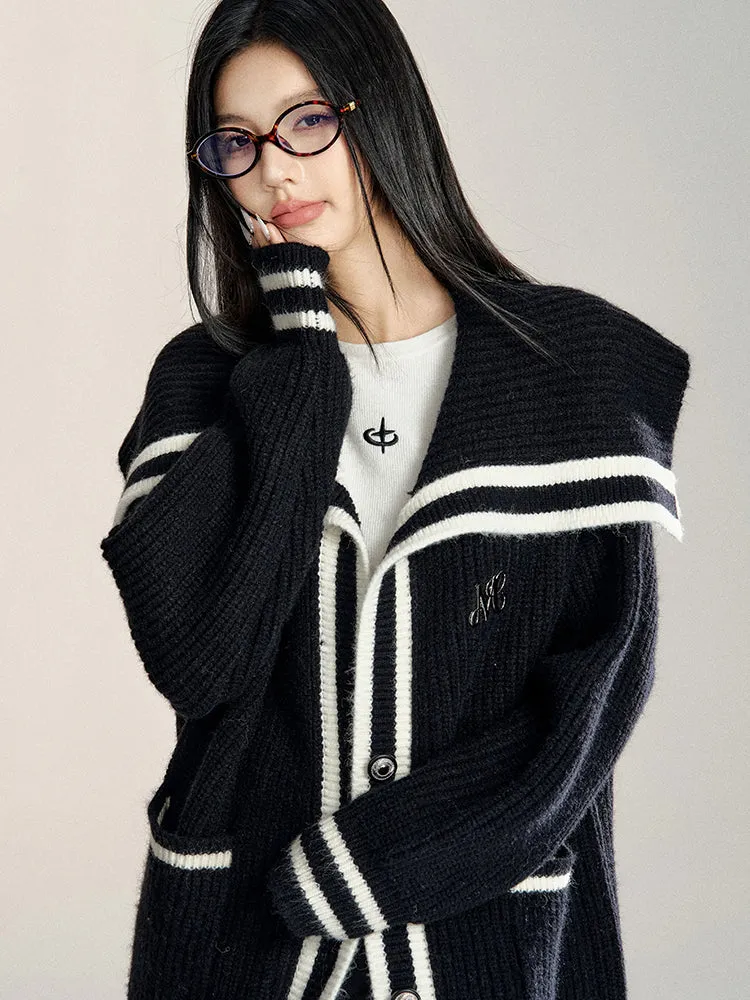 (Final Sale) Black Oversized Lapel Knit Coat