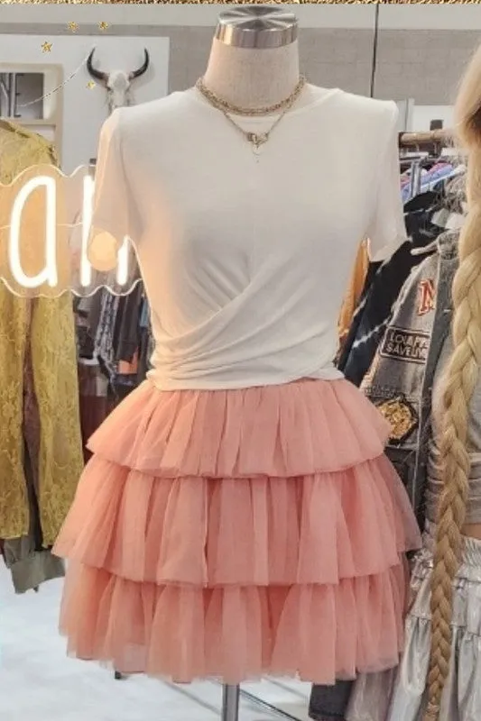 Flirty Tiered Mesh Mini Skirt with Elastic Waist