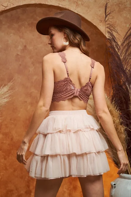 Flirty Tiered Mesh Mini Skirt with Elastic Waist