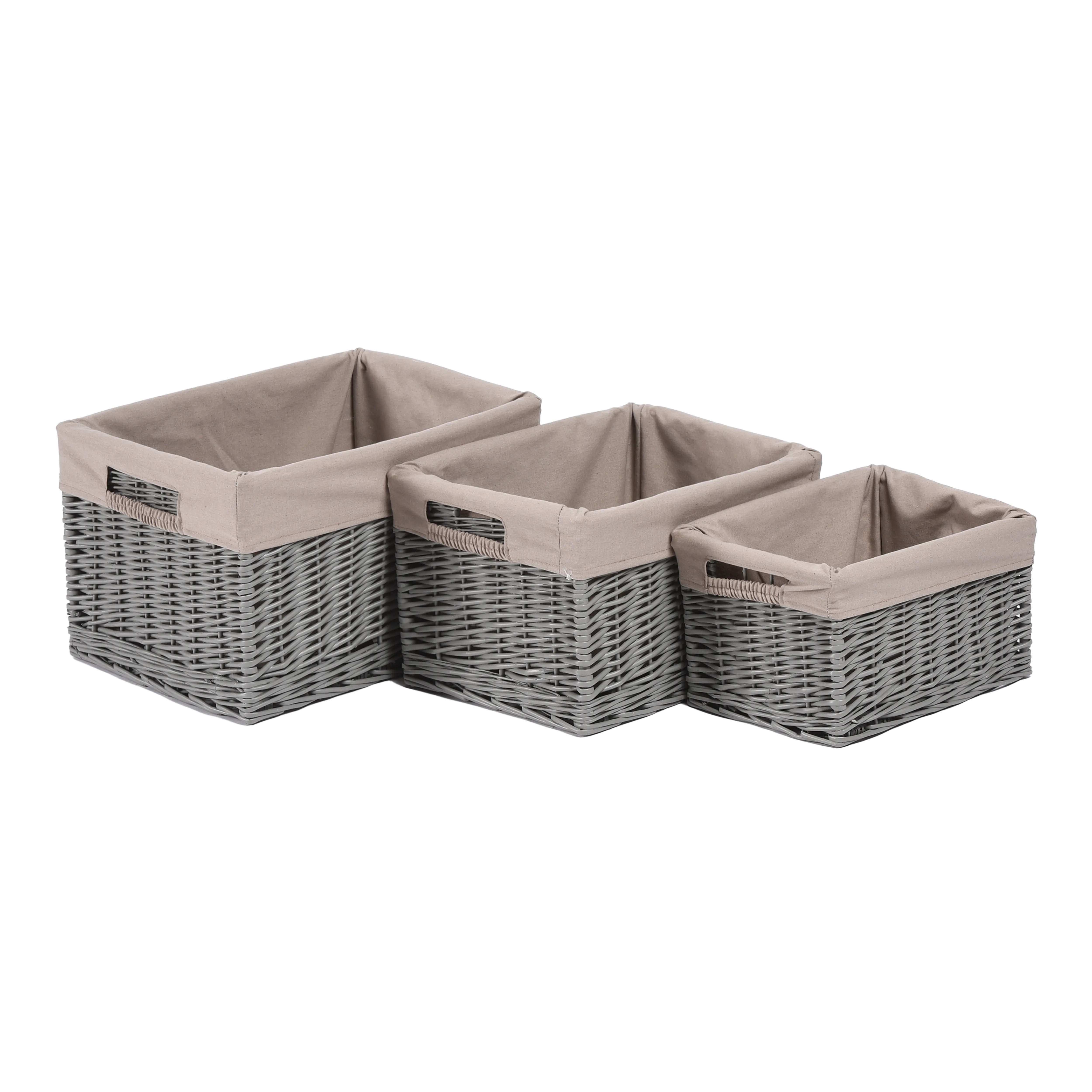 Grey Wicker Storage Basket with Lining